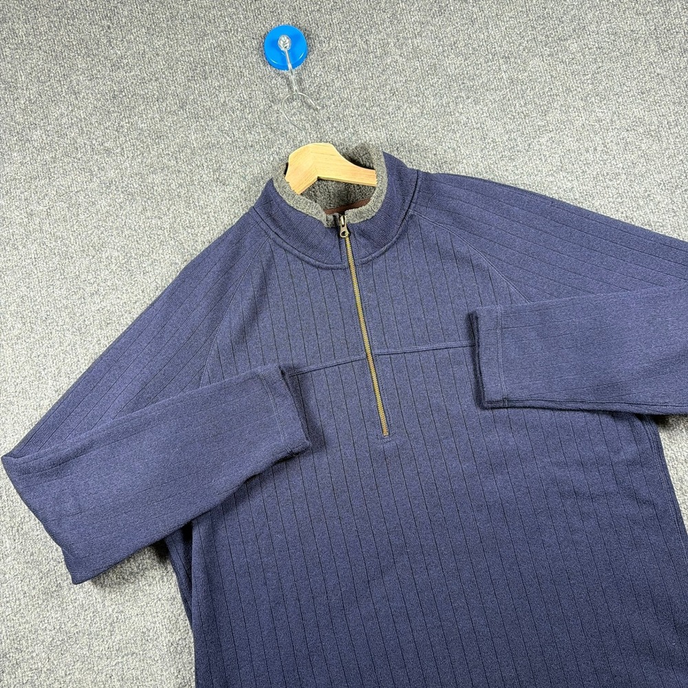 REI Fleece Pullover‎ Mens XL Navy Blue Ribbed Quarter Zip Fall 2013